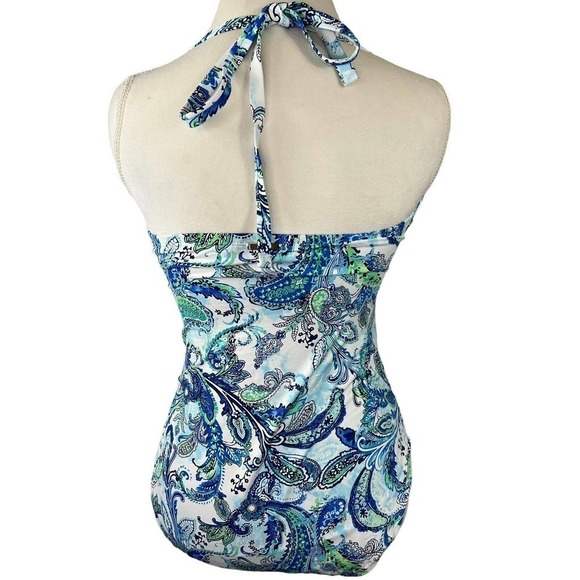 Lauren Ralph Lauren Fiesta PaisleyTwist Bandeau One Piece Swimsuit 16 - Picture 8 of 16